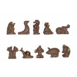 Série complète de 10 fèves Animaux chocolat