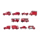 Complete set of 10 feves Camions de pompier