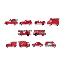 Complete set of 10 feves Camions de pompier